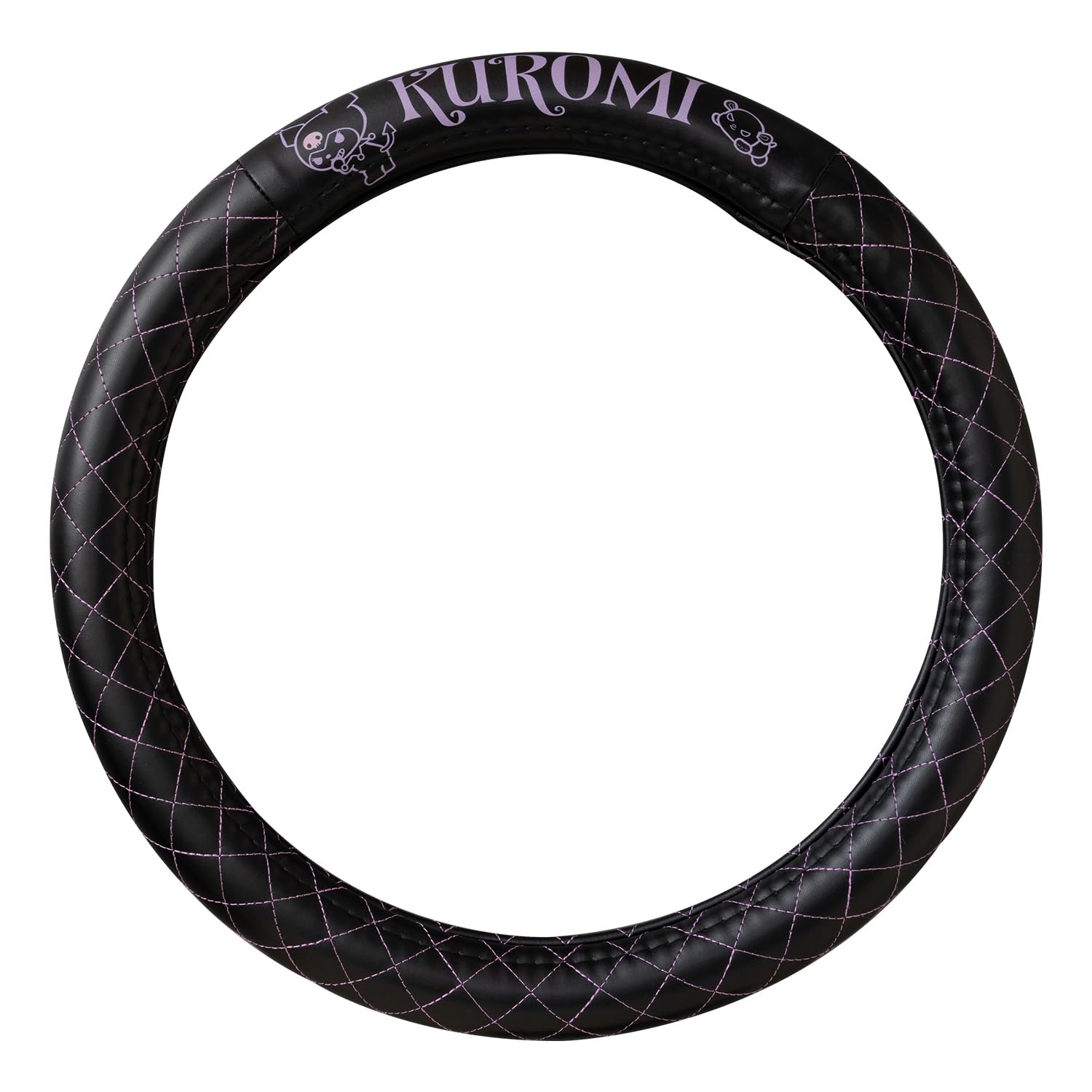 

Чехол на руль салона автомобиля SEIWA Sanrio, стеганый чехол на руль Kuromi, совместимый с легковыми и обычными автомобилями IMP269, черный, легко надевать