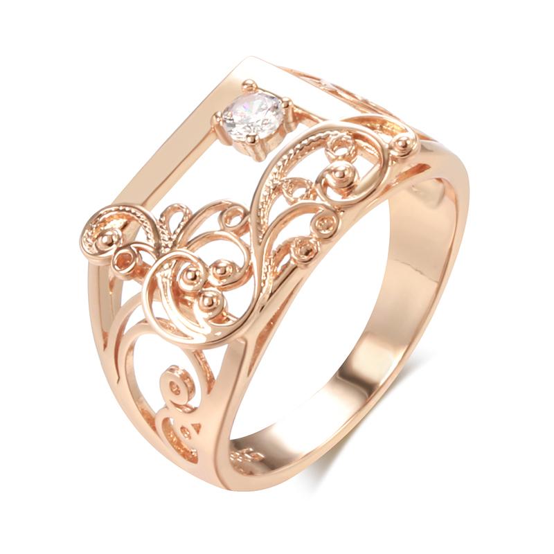 

Vintage Rose Gold Color Square Big Ring For Women Natural Zircon Glossy Metal Ethnic Bride Trend Daily Jewelry 10