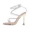 Nightclub new fish mouth rhinestone sandals women's stiletto strap fashion high heel sandals women's trend