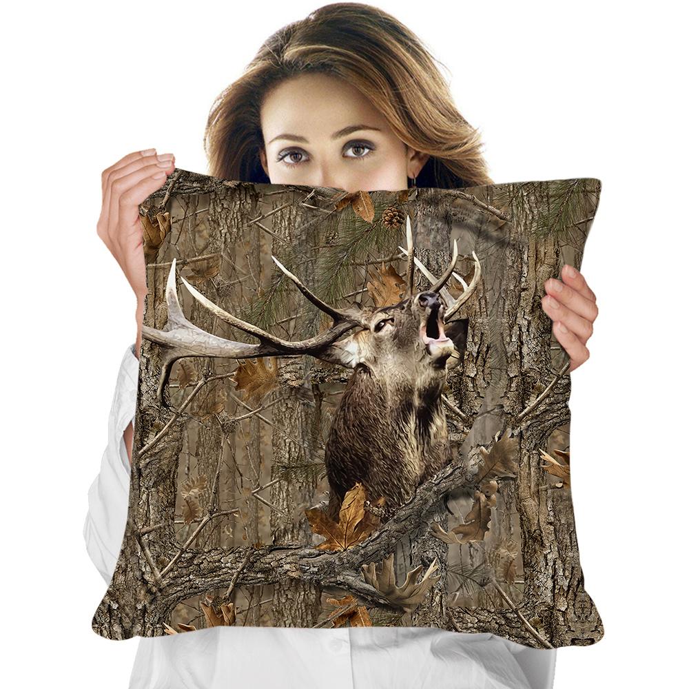Animal Pillowcase Beautiful Wild Boar Hunting Reversible Printed Cushion Cover Home Fun Throw Pillow