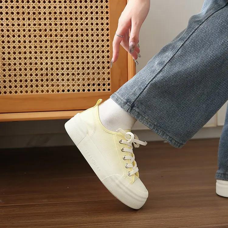 Chaussures de Toile à Plateforme pour Femmes à la Mode, Baskets Chunky à Hauteur Augmentée pour Femmes, Chaussures Décontractées à Dégradé de Mode, Chaussures à Semelle Épaisse pour Dames