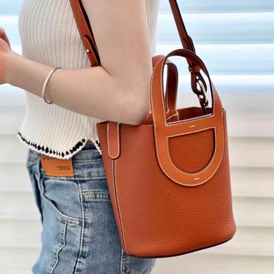 Top Layer Rindsleder Gemüsekorb Eimer Tasche echtes Leder Damen Handtasche Schultertasche