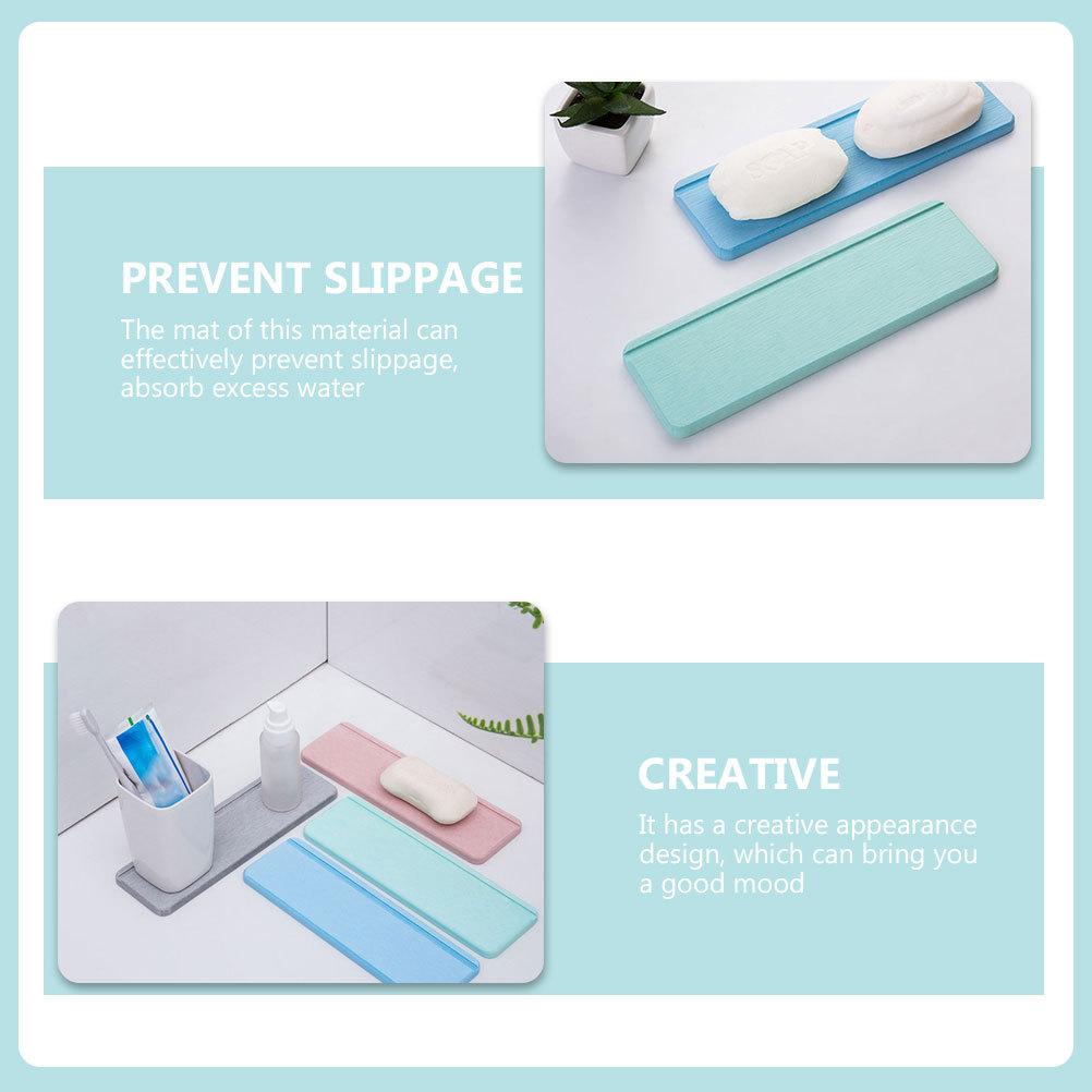 2Pcs Bathroom Diatom Absorbent Pad Non-Slip Washbasin Cup Soap Holder Multifunctional Water Absorption Mat Diatom Mat