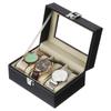 Uxcell 3-Slot Watch Storage Box with Glass Cover, Men's Watch Box, Removable Watch Pillow, Wooden Watch Box, BlackBeige
