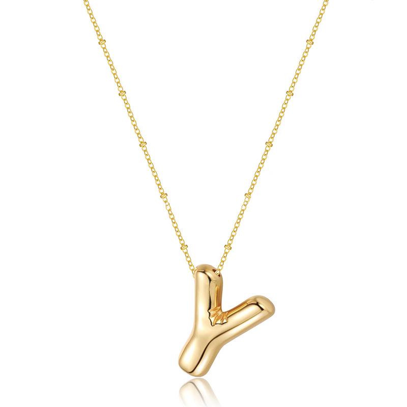 Glossy Titanium Steel Alphabet Necklace for Women - Non-fading, High-grade Letter Pendant On Clavicle Chain