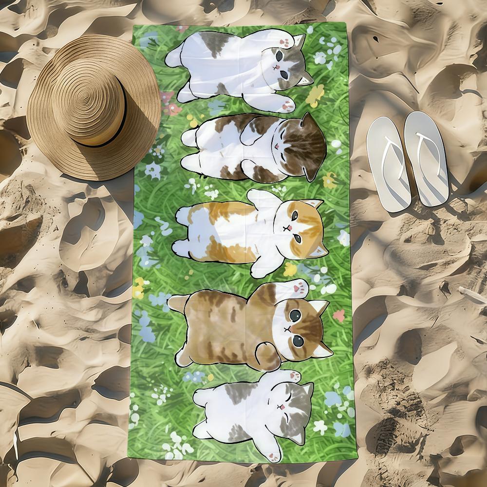 Kawaii Towel Beach Towel Cartoon Oversized Quick M-Mofusand Kitten Dry Towel Absorbent Cat Soft Swim BeachTowels for Men Women