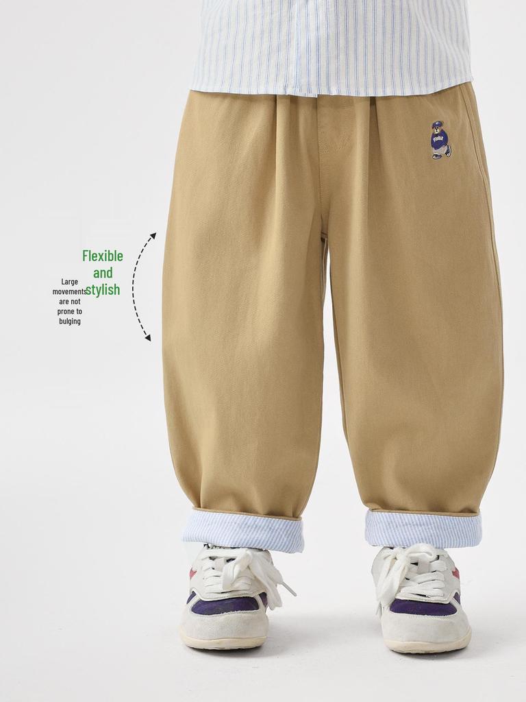 European Boy's Academy Pure Cotton Long Pants - Spring/Autumn 2026 New Style for Toddlers