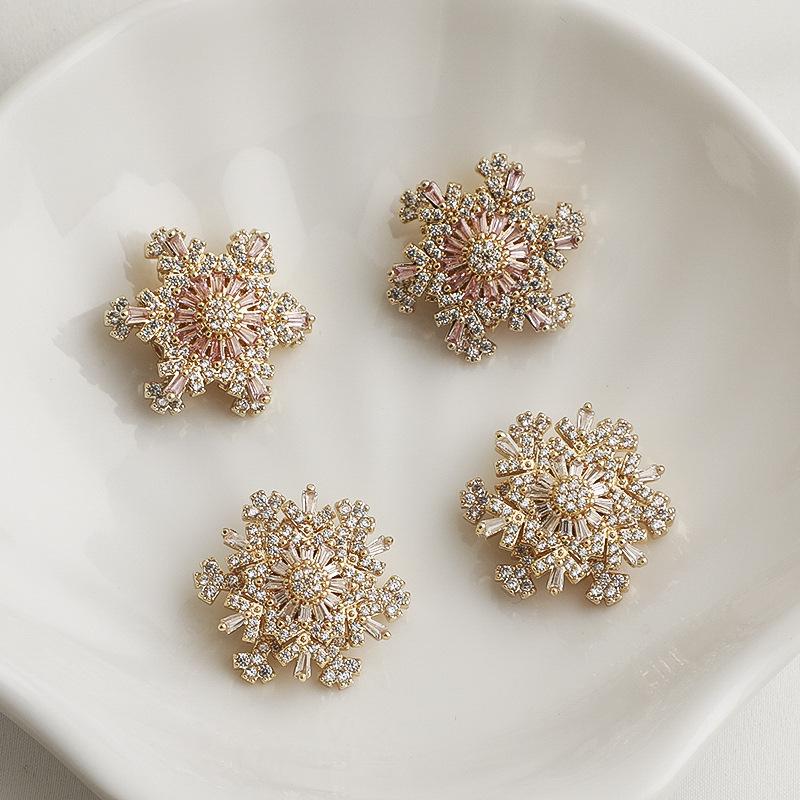 14K Gold Filled Drehbarer Schneeflocken Zirkon Abstandshalter Perlen für DIY Schmuck Zubehör.