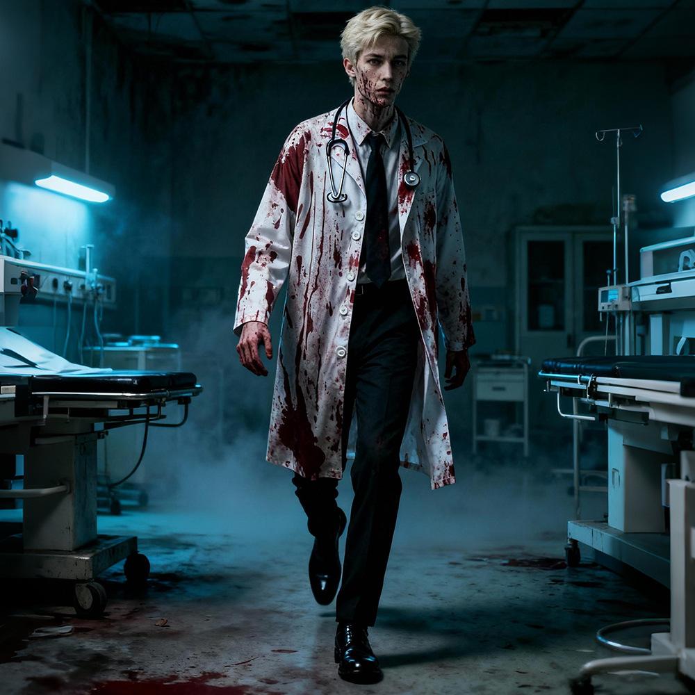 Uniformă petrecere mascate, Uniformă COS cuplu horror medic bărbat Uniformă asistentă medicală horror însângerată Zombie