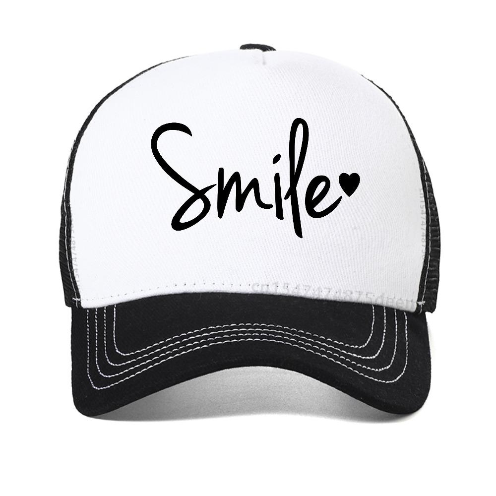 Smile Heart Print Women Baseball Cap Fashion Causal Outdoor Sport Caps Unisex Breathable Sun Hat Adjustable Mesh Trucker Hats
