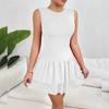 Women's Fashion Solid Color Ruffled Skirt Sleeveless Pleated Dress
