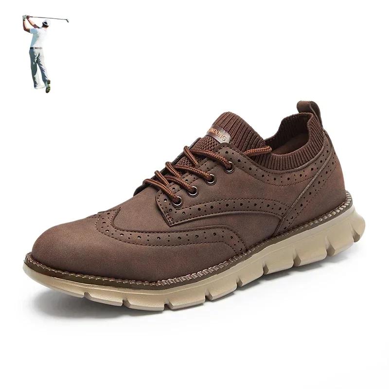 Herren Luxus Golfschuhe Bequeme Herren Übergröße 40-48 Leder Golfer Sport Trainings Sneaker Golfschuhe