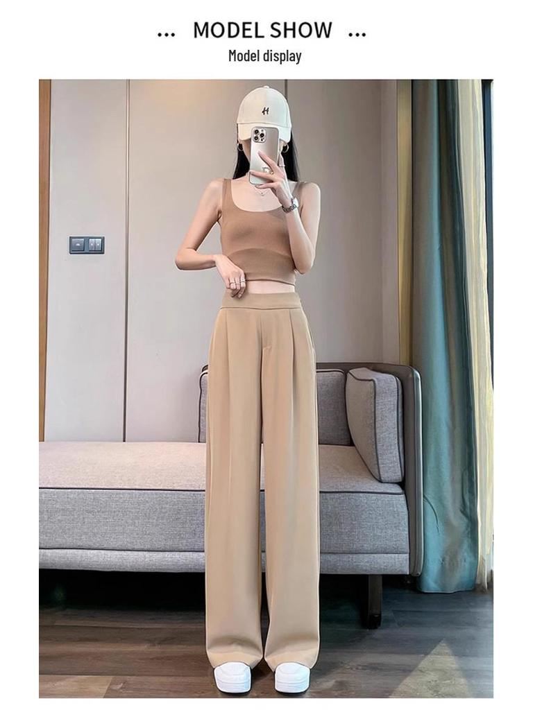 Damen High Waist Weitbein Anzughose - Frühling & Herbst Kollektion, Dünne Sommer Freizeit, Schmaler Gerader Beinschnitt