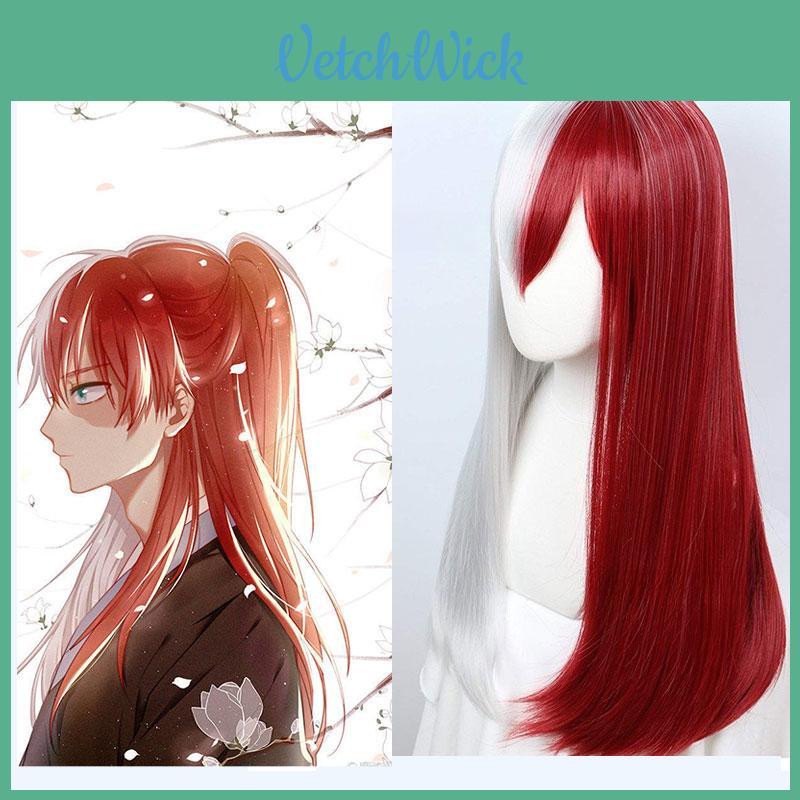 My Hero Academia Cosplay-Perücke für Todoroki- und Bakugo-Fans, 65 cm lang, rot-weiß