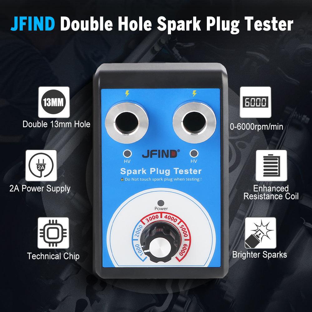 Double Hole Car Motorcycle Auto Spark Plug Tester Jfind JF109 13mm To 12V Automotive Detector Ignition Analyzer Tools 110V 220V