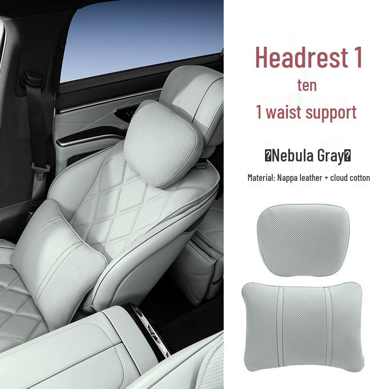 Premium Maybach S-Class Headrest & Breathable Lumbar Support Cushion