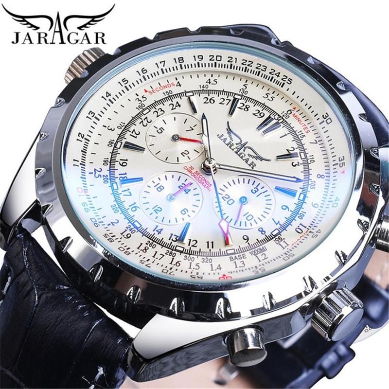 Jaragar Style Men S Fashion Casual Mechanical Multifunctional Blue Glass, Automatic Mechanical Watch