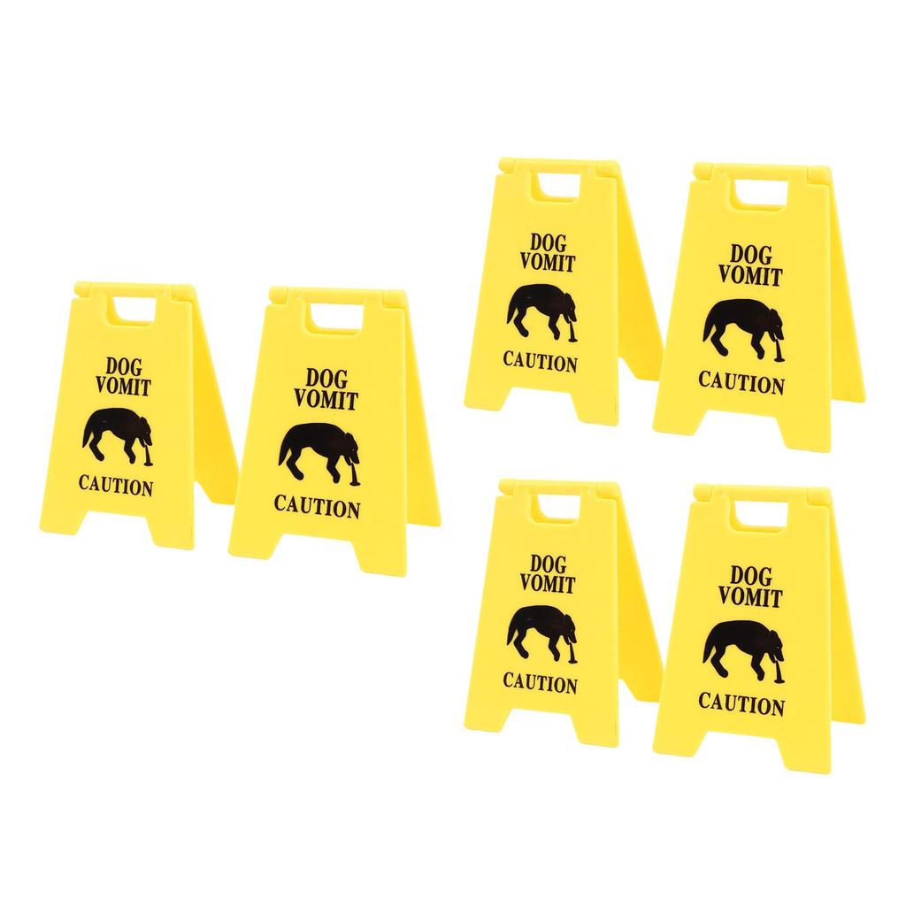 6PCS Dog Vomit Caution Sign Printed Funny Pet Vomit Warning Sign for Yard Home Office Remind Decoration