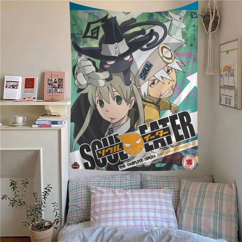 VIKAMA Soul Eater Tapestry Shinigami Scythe Witch Black Cat School Uniform Theme Bedroom Decoration Tapestry 74x94cm(29x37in)