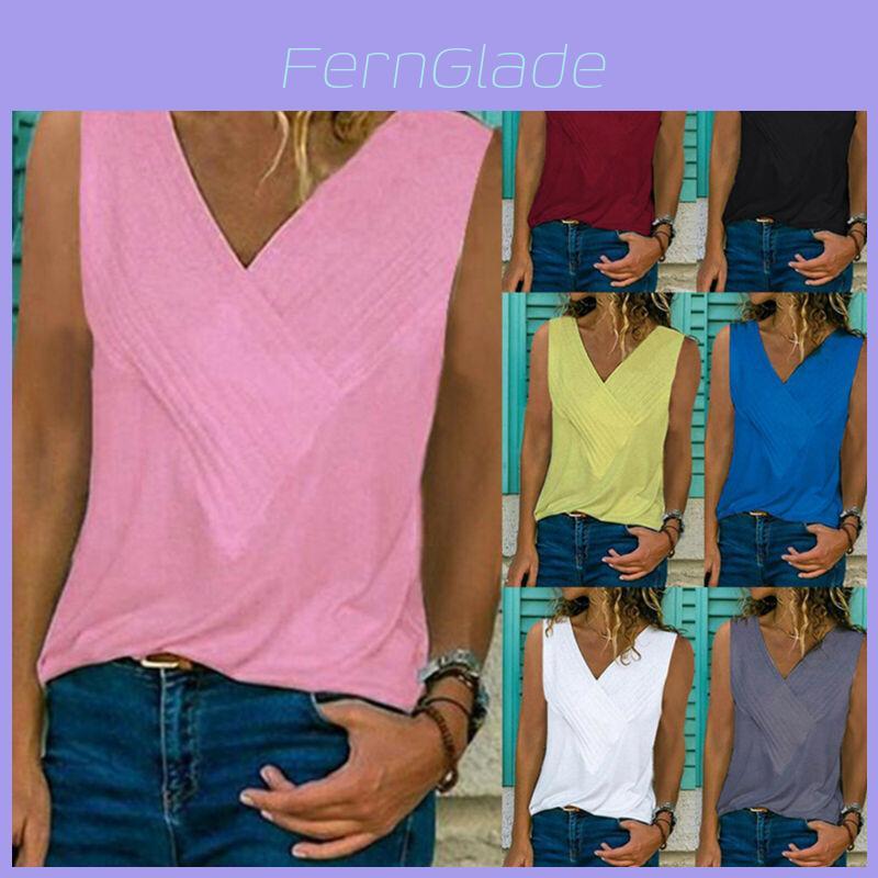 Premium Quality Women Sleeveless Blouse Vest Top Summer Casual V Neck Tank T-shirt Beach Shirts For Effortless Style