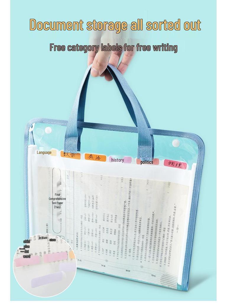 A4 Transparent 13-Layer Accordion Folder with Large Capacity and Subject Dividers