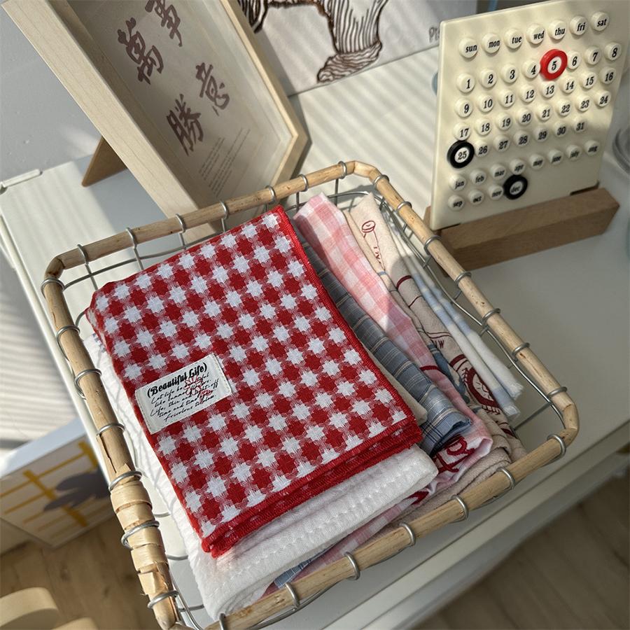 Retro Red Checkered Placemats Double Sided Napkins Christmas Dining Table Mat Coaster Food Posing Background Cloth 30x40cm