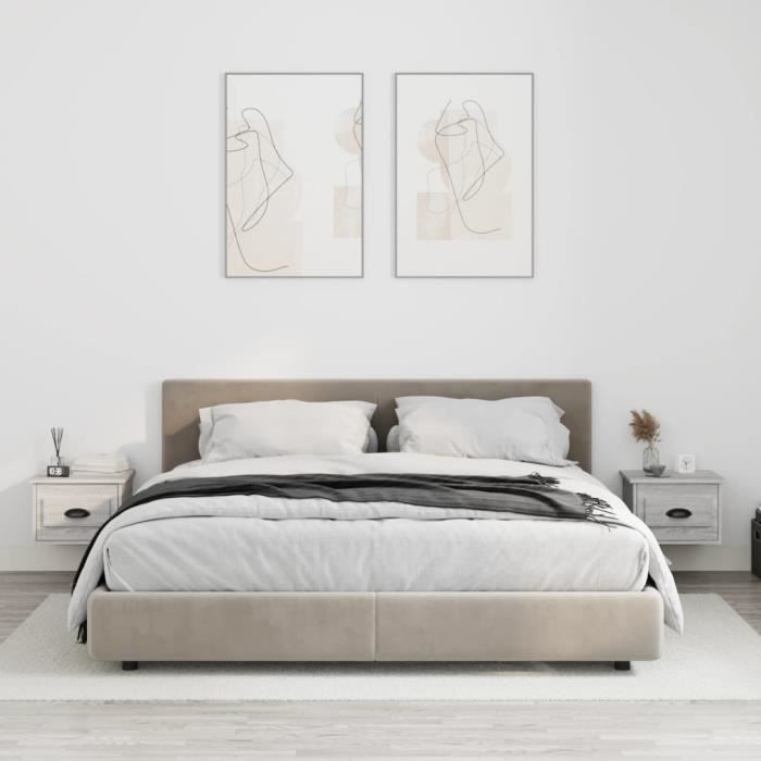 VidaXL Tables de chevet murales 2 pcs sonoma gris 41,5x36x28 cm 816389