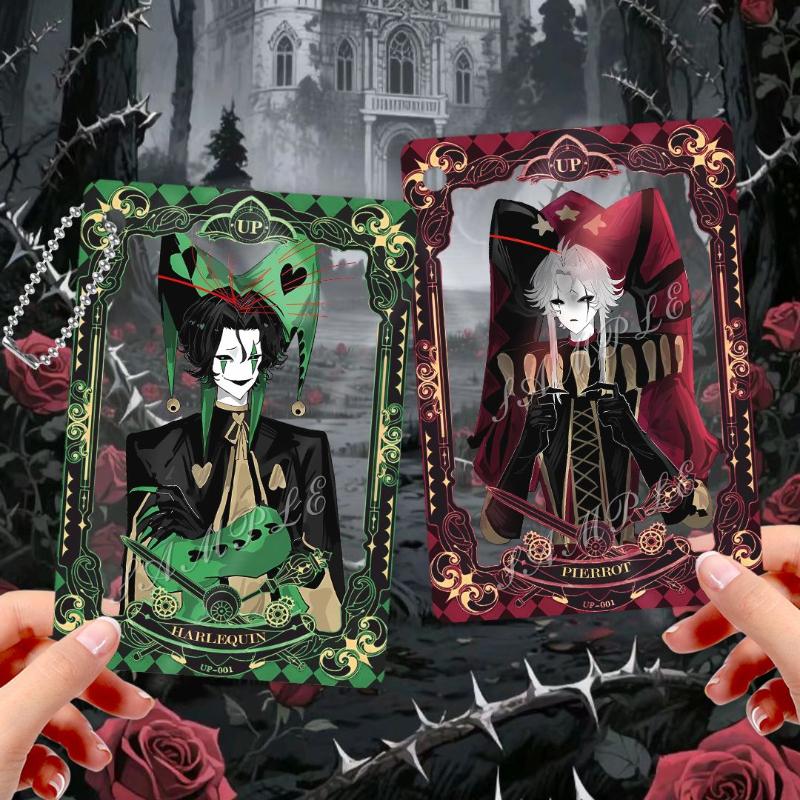 Chic Studio Unisex Game The Freak Circus Pierrot Harlequin Cosplay Card Acrylic Transparent Cards Pendant Accessories Decoration Ornament Props
