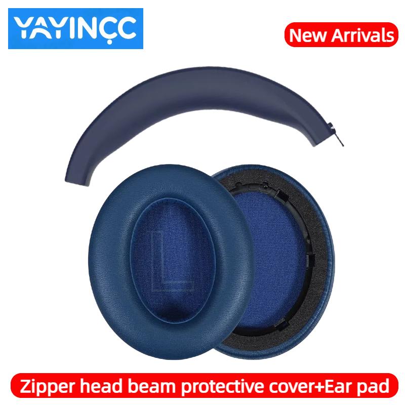 YAYINCC Replacement Earpads Mesh/ Ice Gel / Leather Ear Cushion With Buckle for Anker Soundcore Life Q20 Q20+ Q20I Q20BT Headset