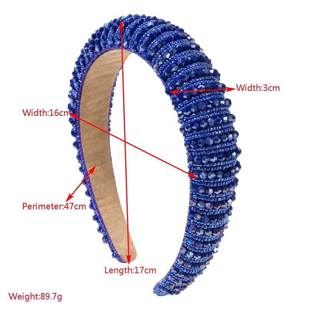 European and American Baroque Sponge Heightening Handmade Beaded Crystal Headband Temperament Versatile Hair Accessories