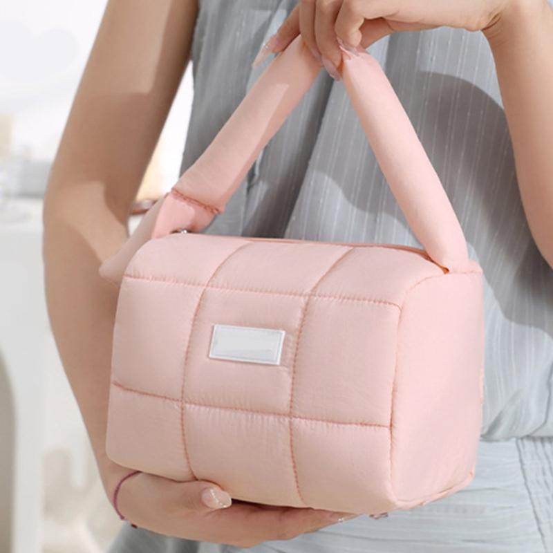 Candy Colored Nylon Cosmetic Case Spacious Storage Bag Travel Toiletry Pouch With Zippers Closure For Ladies Teens