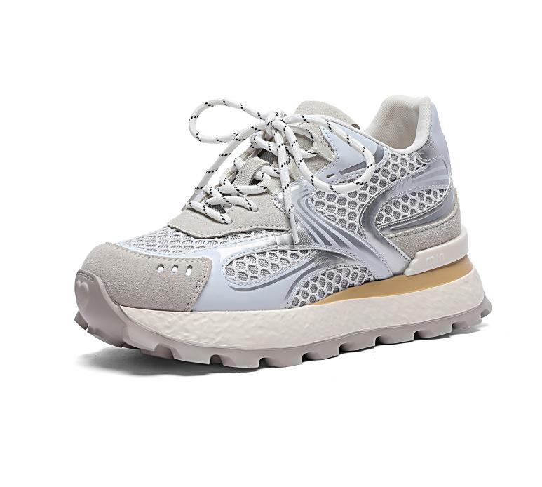 Small 8CM inner height-increasing women's shoes 2025 summer mesh thick-soled Forrest Gump shoes sports versatile breathable dad shoes