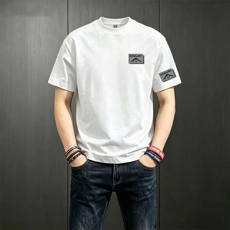 Men s Mountain And Letter Print Crew Neck Short Sleeve T Shirt S белый