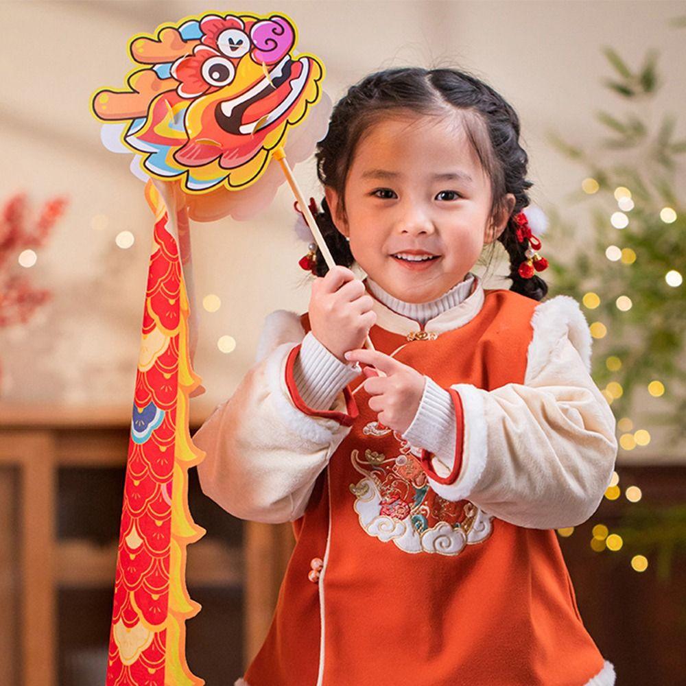 Luminous Toys Mid-Autumn Dragon Dance Lantern DIY Craft Handheld Dragon Lantern  Children's Toys