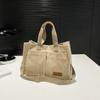 Contemporary Corduroy Soft Handbag Featuring Single Shoulder Strap For Wear Comfortable