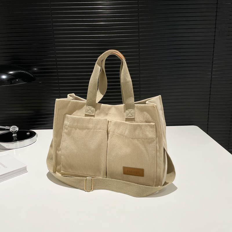 Contemporary Corduroy Soft Handbag Featuring Single Shoulder Strap For Wear Comfortable