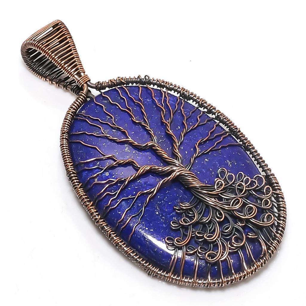 Lapis Lazuli Pendant Handmade Gemstone Jewelry, 999 Copper Wire Wrap Tree Of Life Pendant ,Unique Design Jewelry Pendant