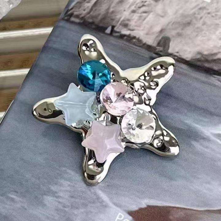 Rosa Strass-Haarspangen-Set: Legierung Silber Pony und Entenschnabel-Klammern