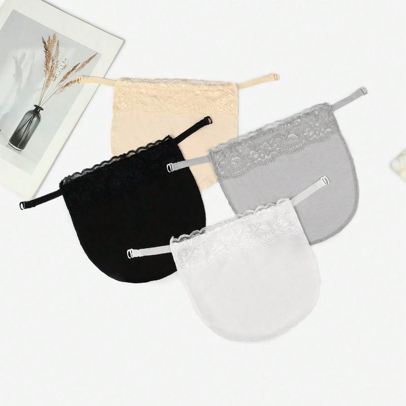 4pcs/Set Lace Trim Breathable Fashion Adjustable Chest Coverage Fake Collar for Daily Wear Valentines