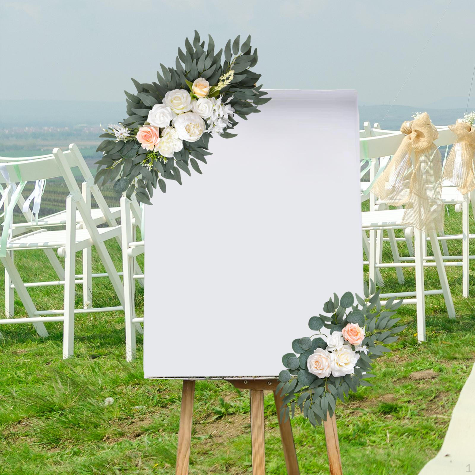 

2 шт., свадебная арка, цветы, зеленые листья, искусственный цветок, ручной работы, деревенский знак приветствия, украшение белый