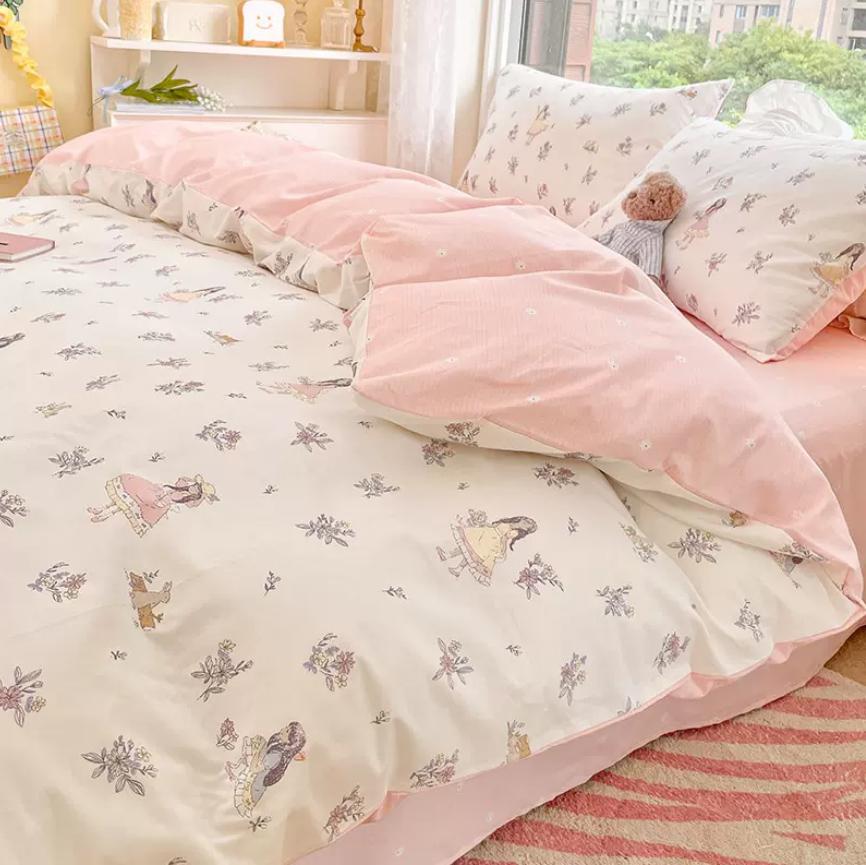 Duvet Cover Set for Double Bed 100% Cotton Quilt Cover Comforter Covers with 2pc Pillowcase Luxury Flower Printed Bedding Set