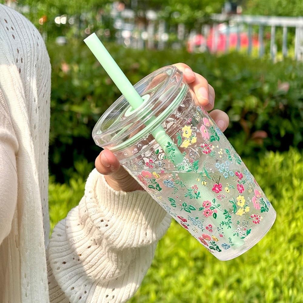 Reusable Milk Tea Straw Cup Transparent Drinking Cup Fashion High-value Coffee Cup  Home