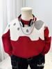 Kids' Korean Style Red Knit Sweater - Autumn/Winter 2025 Fashionable Pullover for Boys