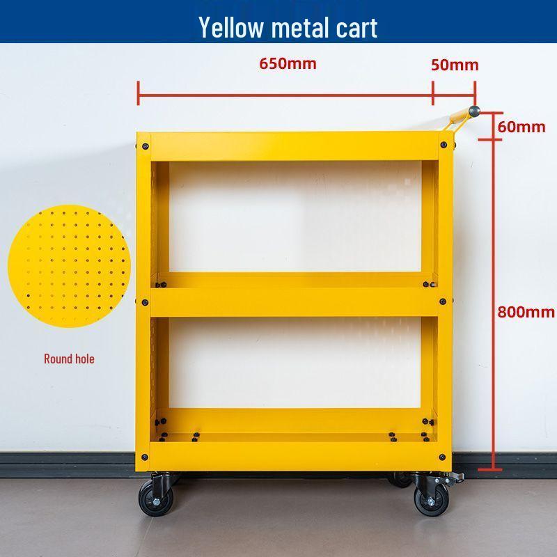 Three-Layer Mobile Tool Cart with Metal Perforated Panel and Storage Racks
