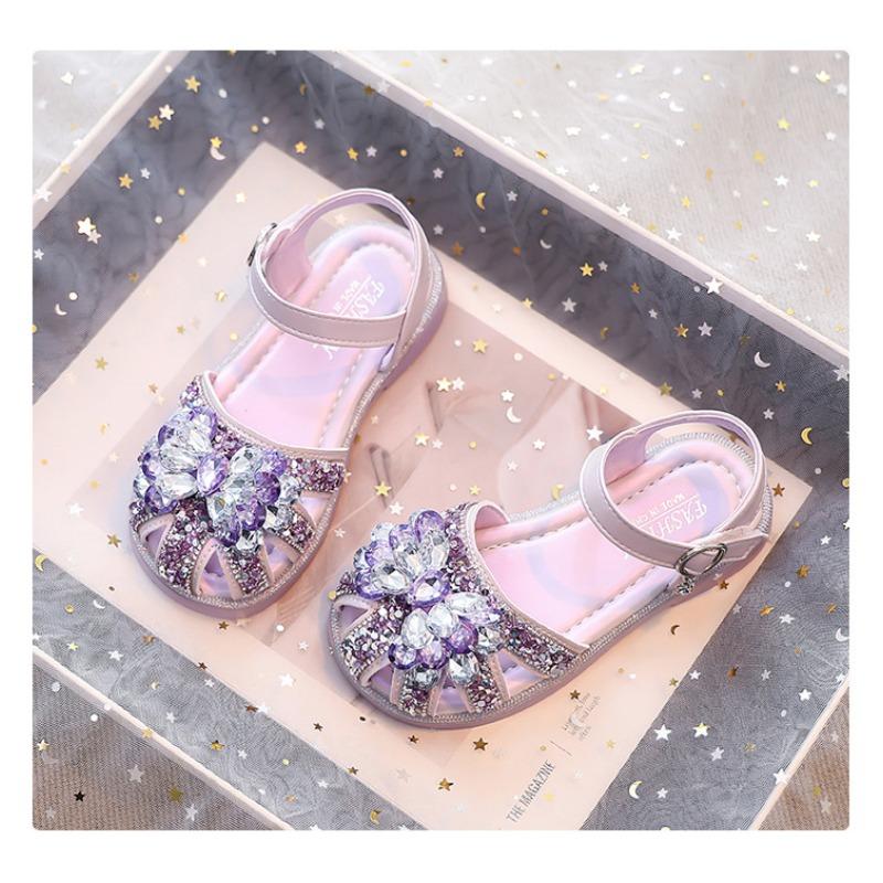 Kids Little Girls Princess Closed Toe Soft Sole Rhinestone Summer Sandals