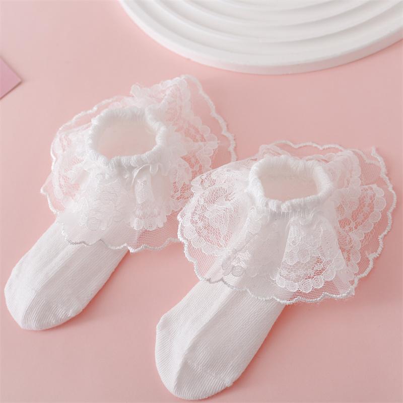 0-5 Years 3 Pairs/Set Newborn Lace Socks Summer Thin Cotton Mesh Short Socks White Lace Ruffle Frilly  Girls Princess Sock