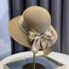 Straw hat celebrity top hat new summer elegant satin straw seaside sun hat children