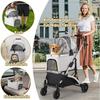 Foldable 3-in-1 Dog Cat Stroller, Pet Stroller with 360° Wheels, Storage Basket, Mesh Window, Cup Holder