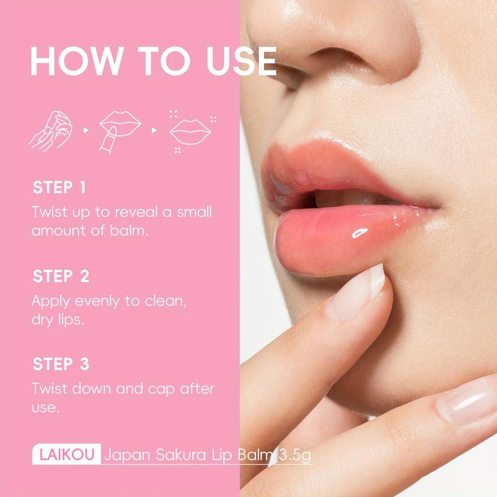 Japanischer Kirschblüten-Lippenbalsam, Reich an Kirschblüten-Essenz, Tiefenwirksam feuchtigkeitsspendend, Lang anhaltende Hydratation, Vitamin E, Fruchtiger Lippenstift