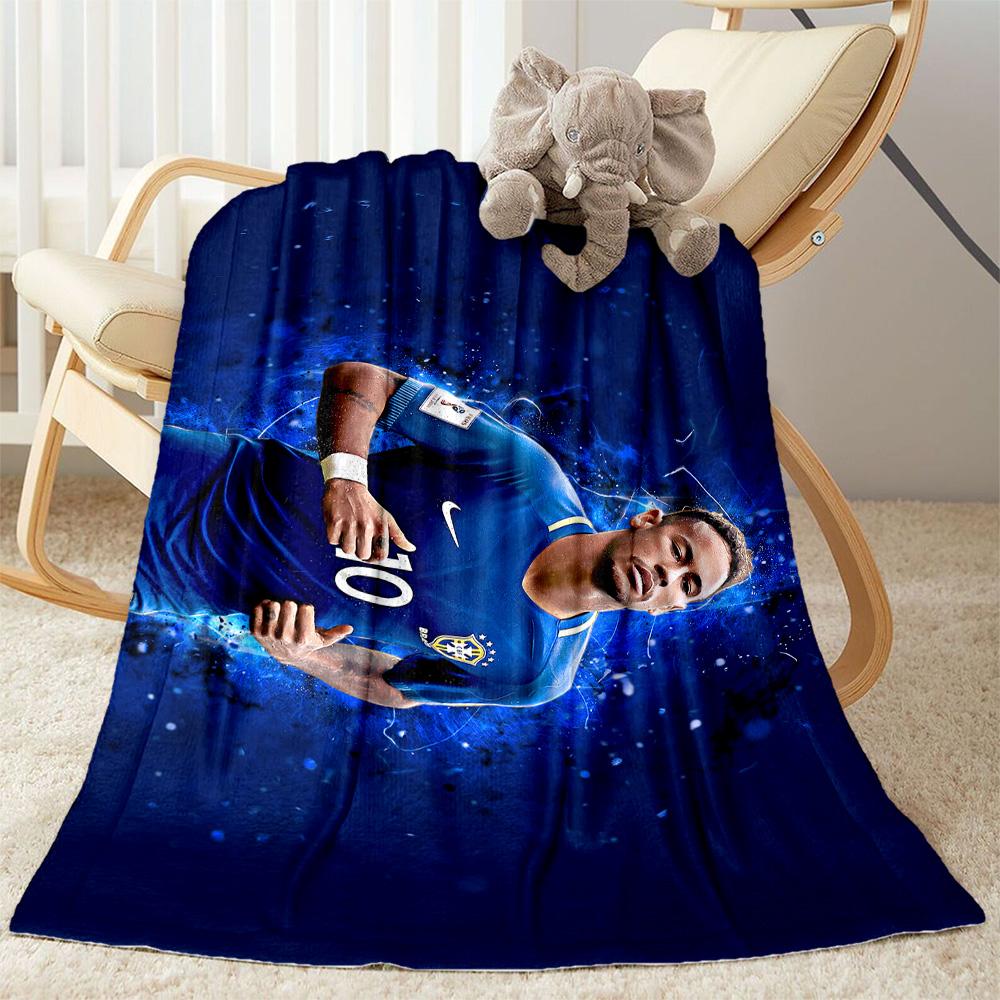 Neymar Brazil Jersey Blanket Soft Warm Cozy Perfect for Bedding Picnics Seaside All-Season Use Modern Gift for Travel Home Birthdays